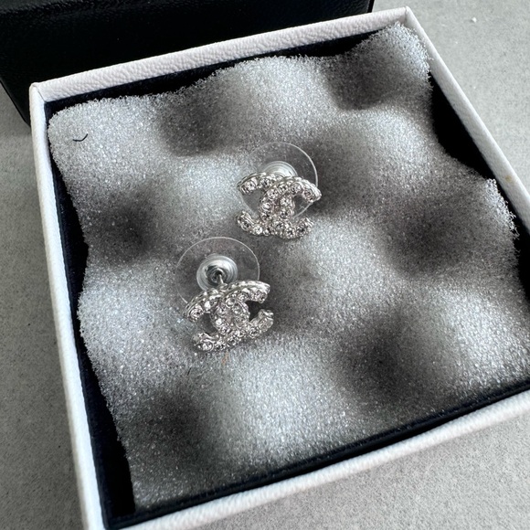 Chanel Crystal CC Stud Earrings - Picture 3 of 7